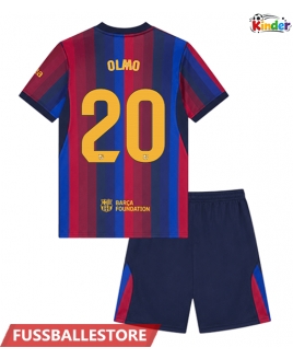 Günstige Barcelona Dani Olmo #20 Heimtrikotsatz Kinder 2026-27 Kurzarm (+ Kurze Hosen)
